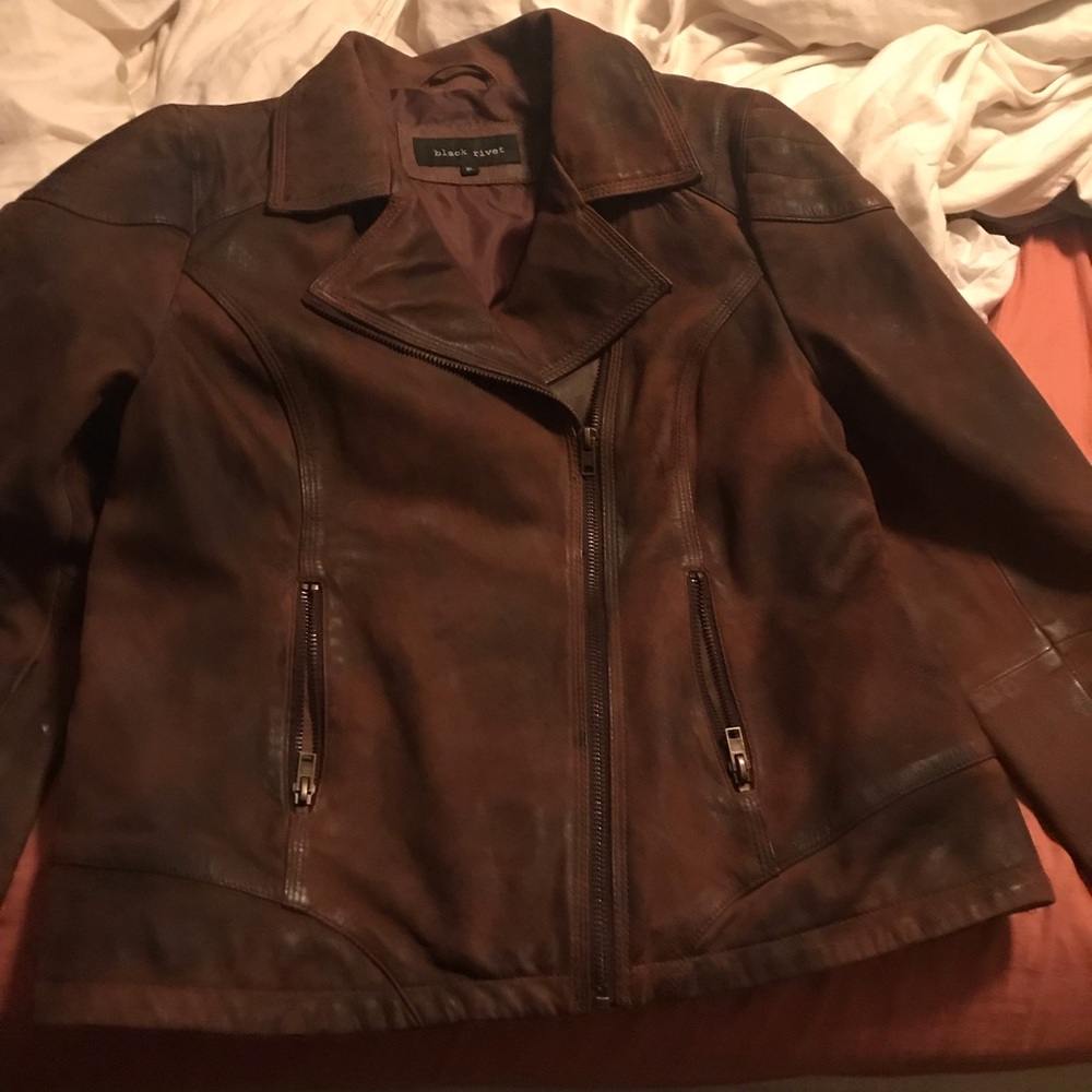 Womens Buffed Antique Lamb Cycle Jacket Brown